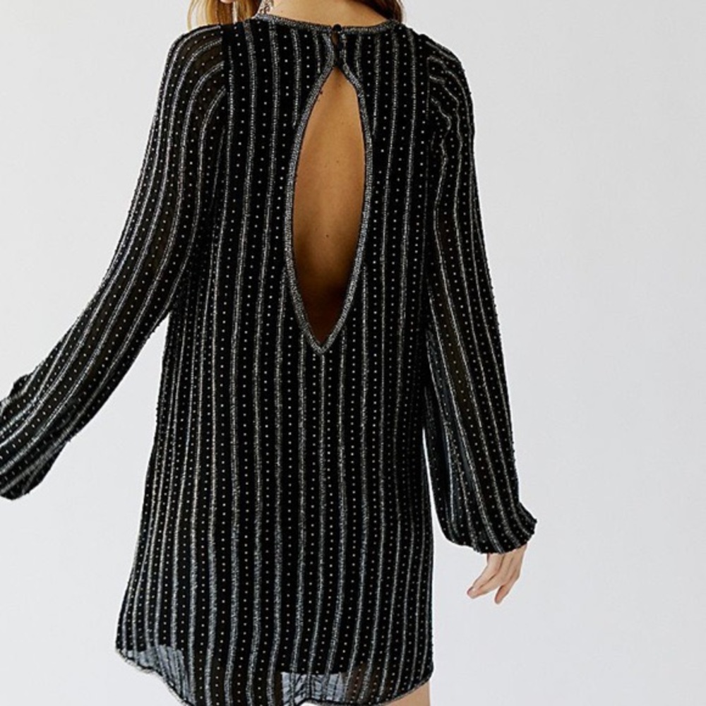 Free People Sparkly Black Magic Mini Dress NWT